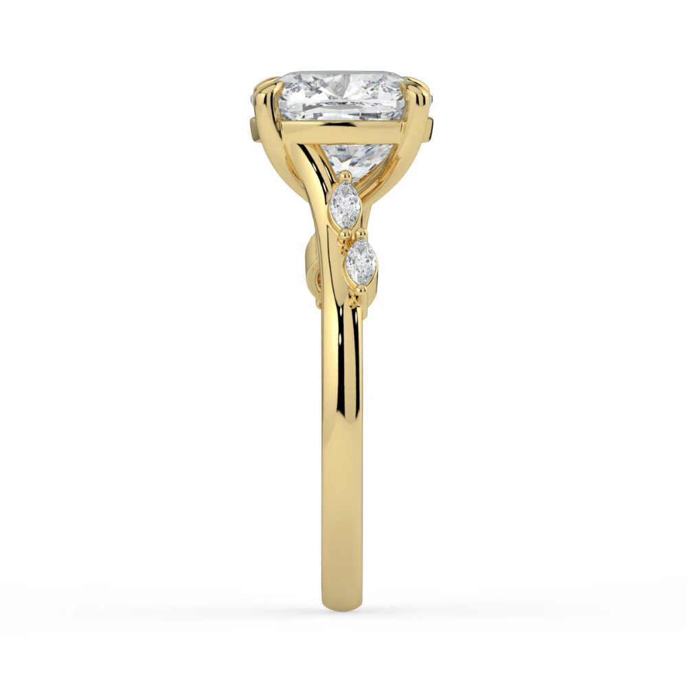 Lily Accents Lab Diamond Engagement Ring in 18K Gold - Cushion