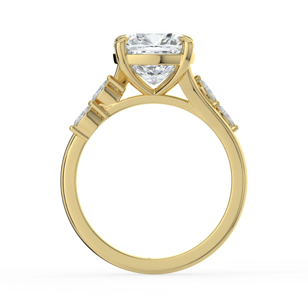 Lily Accents Lab Diamond Engagement Ring in 18K Gold - Cushion