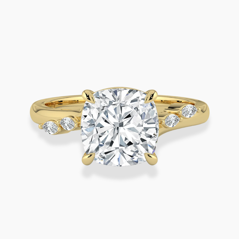 Lily Accents Lab Diamond Engagement Ring in 18K Gold - Cushion