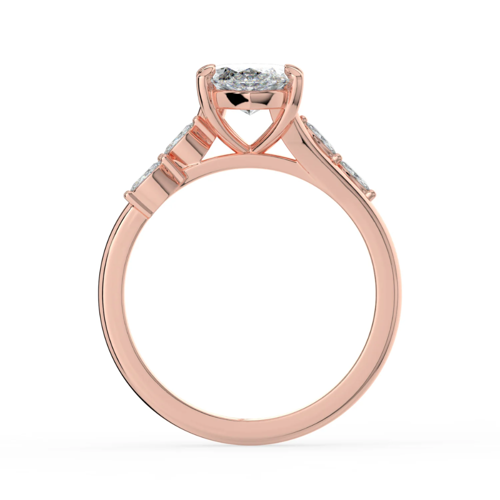 Lily Accents Lab Diamond Engagement Ring in 18K Gold - Marquise