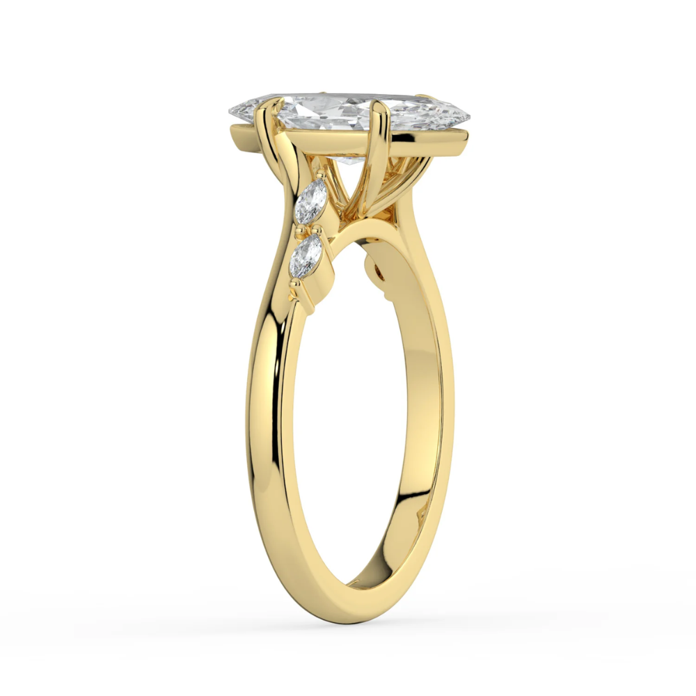 Lily Accents Lab Diamond Engagement Ring in 18K Gold - Marquise