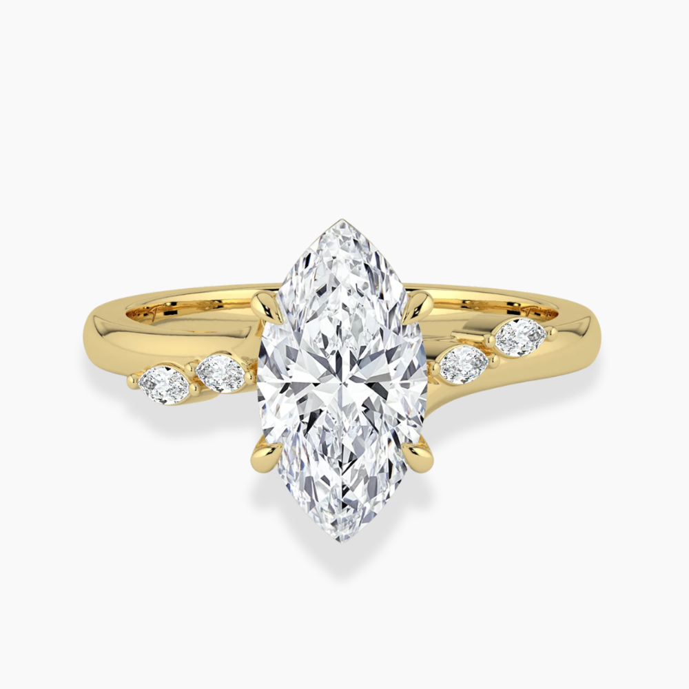 Lily Accents Lab Diamond Engagement Ring in 18K Gold - Marquise