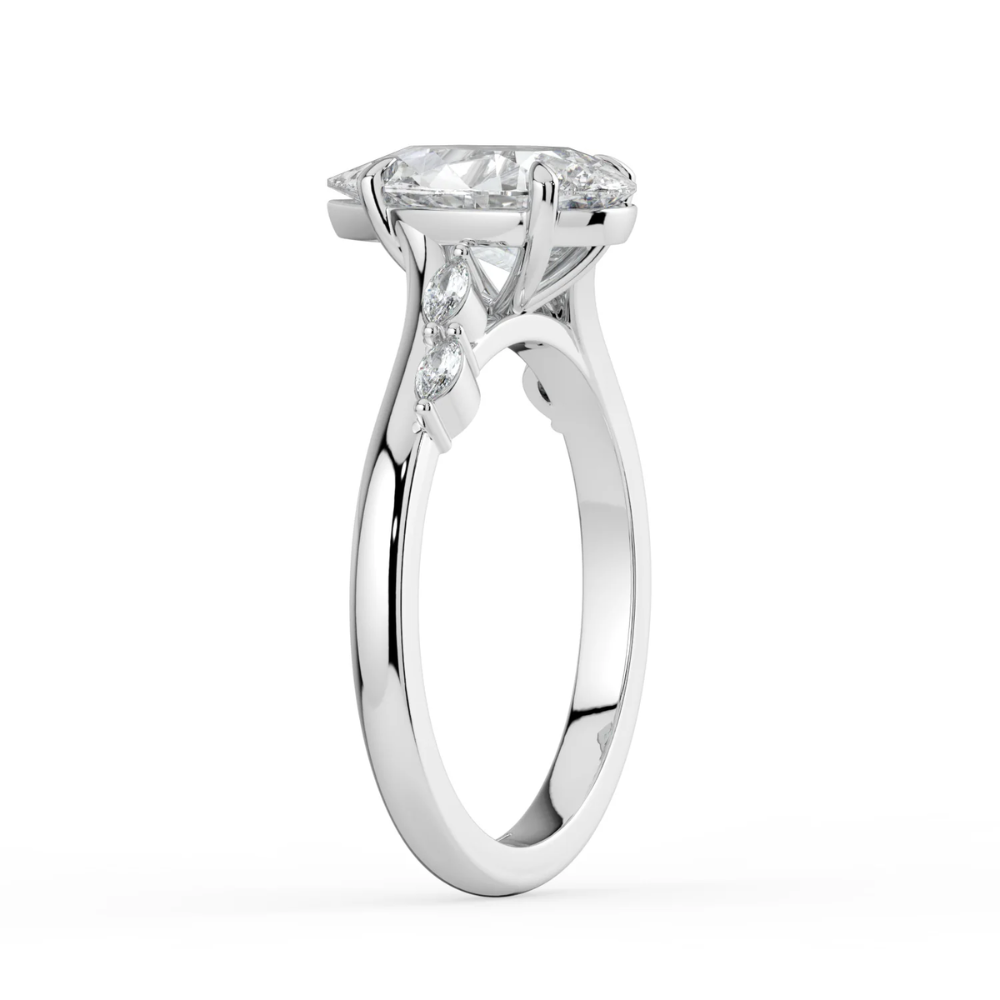 Lily Accents Lab Diamond Engagement Ring in 18K Gold - Pear