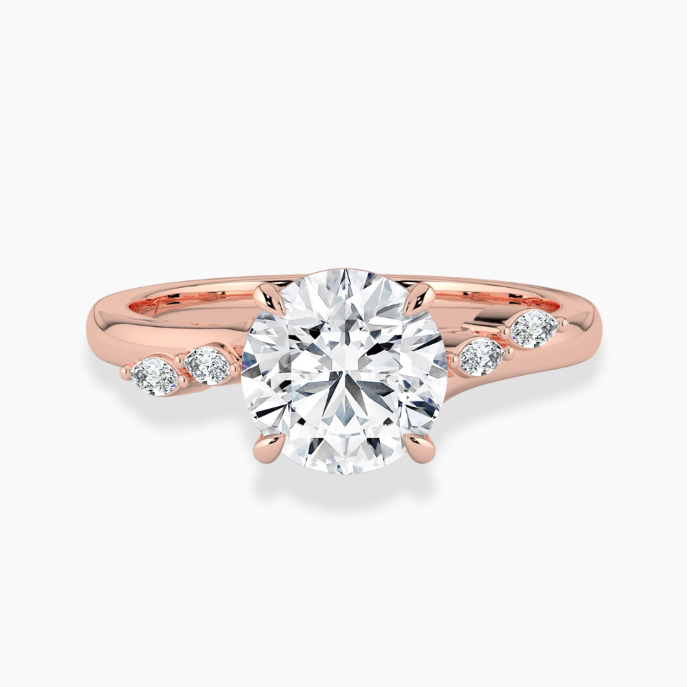 Lily Accents Lab Diamond Engagement Ring in 18K Gold - Round