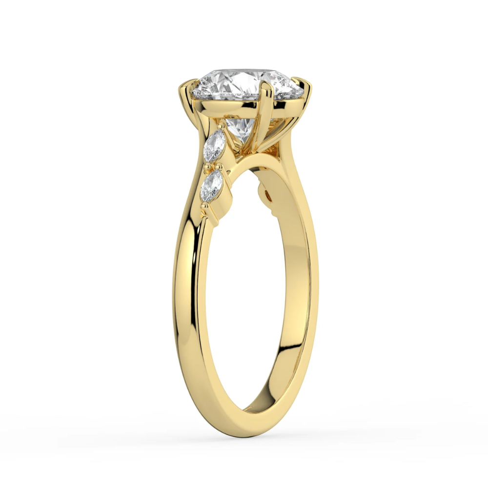 Lily Accents Lab Diamond Engagement Ring in 18K Gold - Round