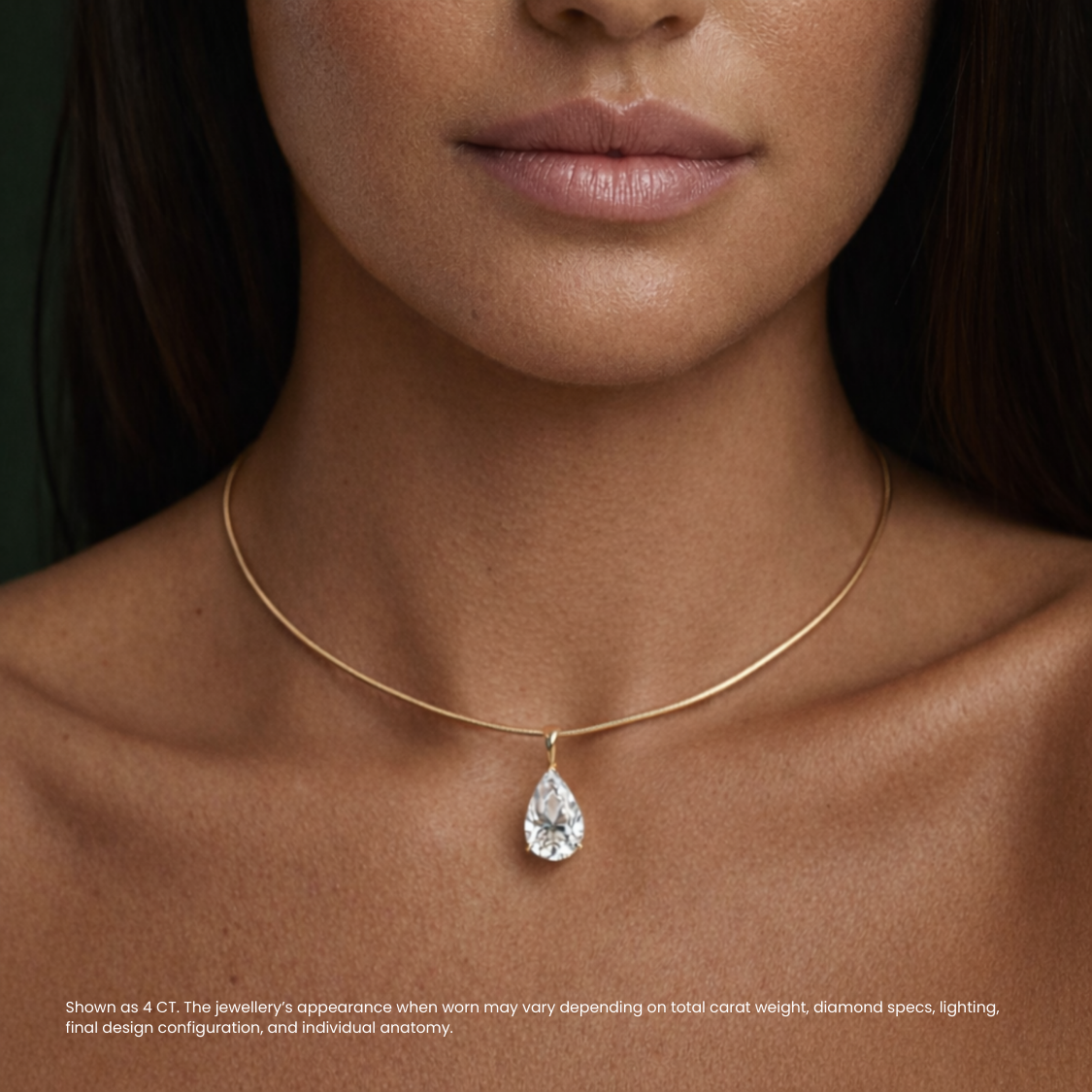 Pear Omega Pendant Lab Diamond Chocker Necklace (15 in.) 18K Gold
