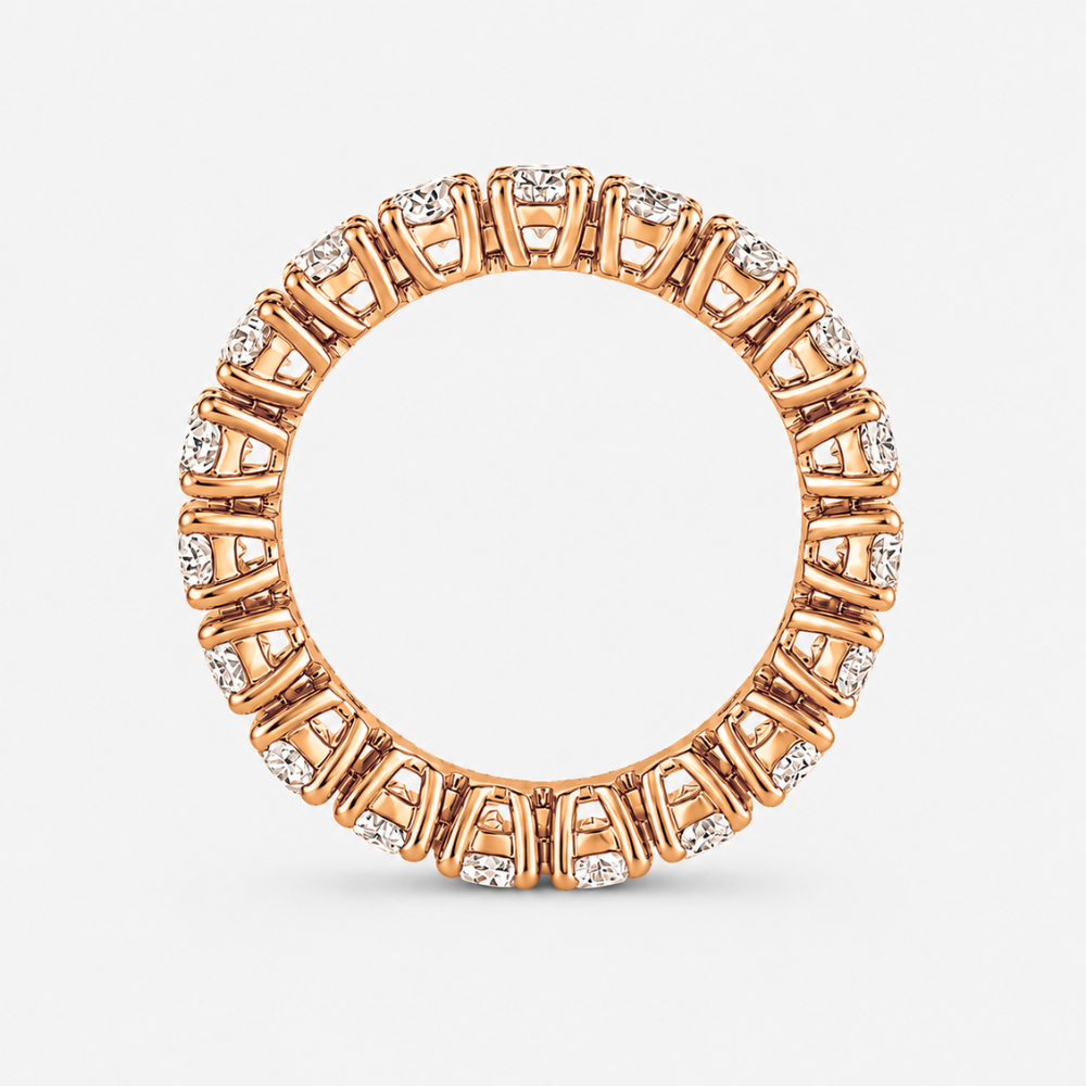 5 ct (5 Carat) Oval Classic Eternity 4-Prong Lab Grown Diamond Band Ring in 18K Gold