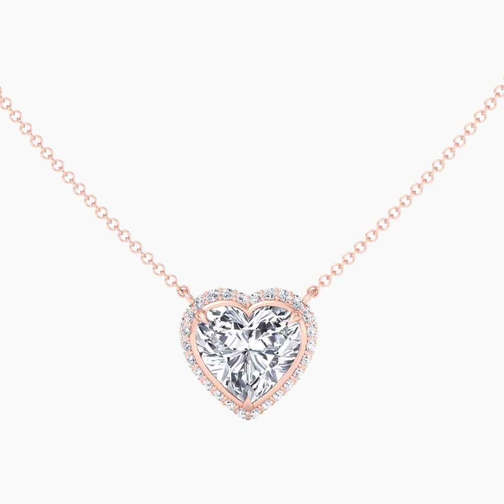 Heart Halo Floating Pendant Lab Diamond Necklace (16 in.) 18K Gold