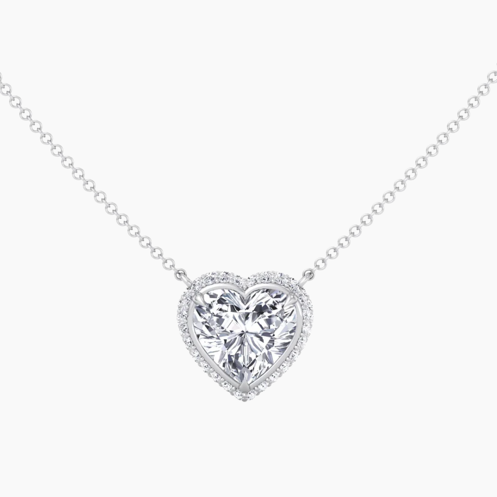 Heart Halo Floating Pendant Lab Diamond Necklace (16 in.) 18K Gold