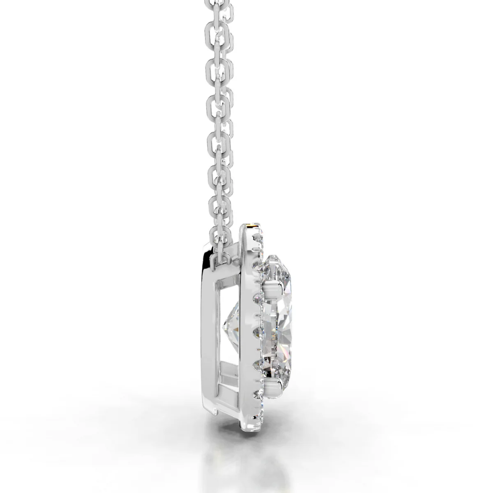 Oval Halo Floating Pendant Lab Diamond Necklace (16 in.) 18K Gold