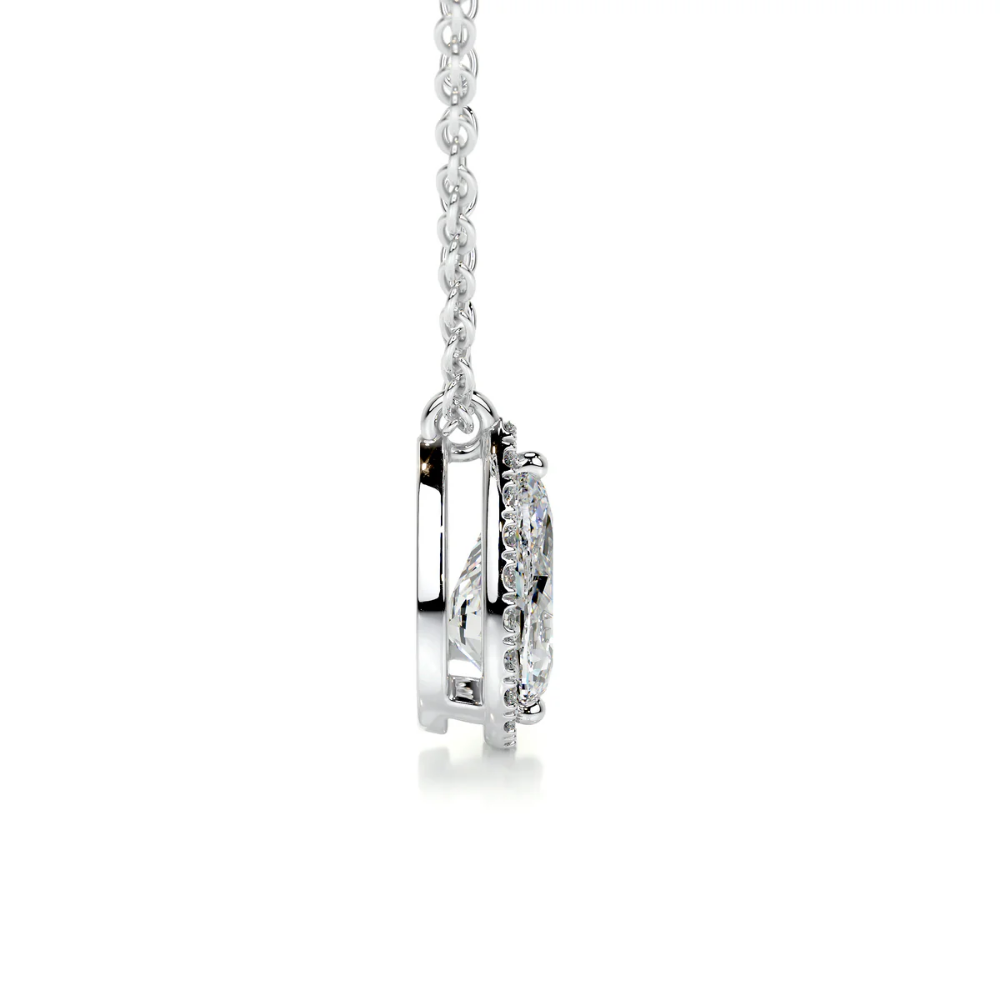 Pear Halo Floating Pendant Lab Diamond Necklace (16 in.) 18K Gold
