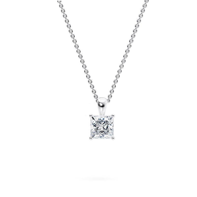 Princess Pendant Lab Diamond Necklace 18K Gold