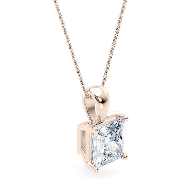 Princess Pendant Lab Diamond Necklace 18K Gold