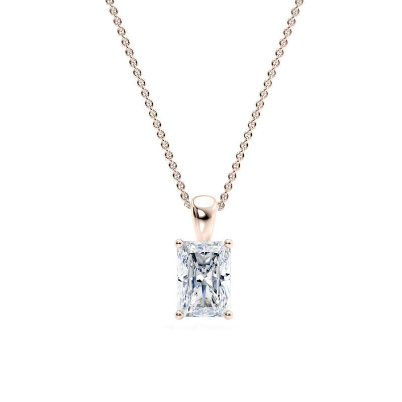 Radiant Pendant Lab Diamond Necklace 18K Gold