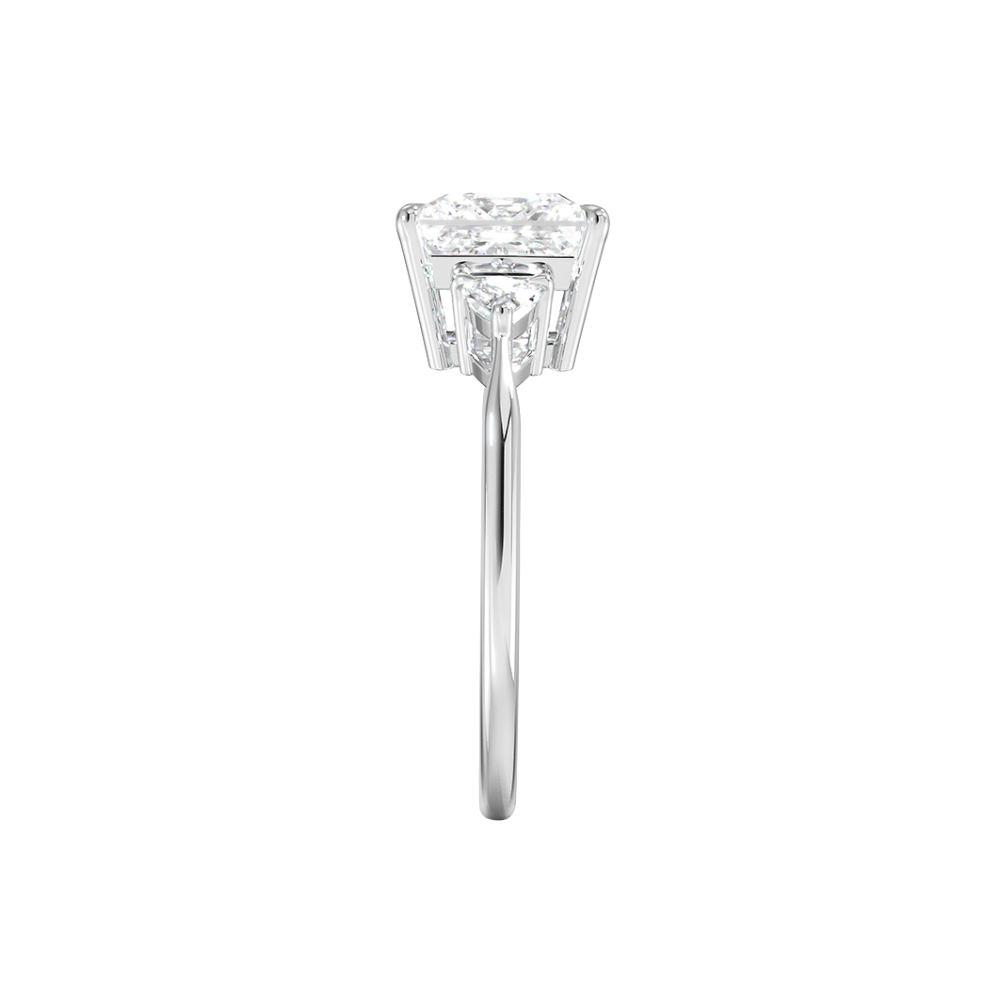 Trilogy (Trilliant Side Stones) Lab Diamond Engagement Ring in 18K Gold - Princess