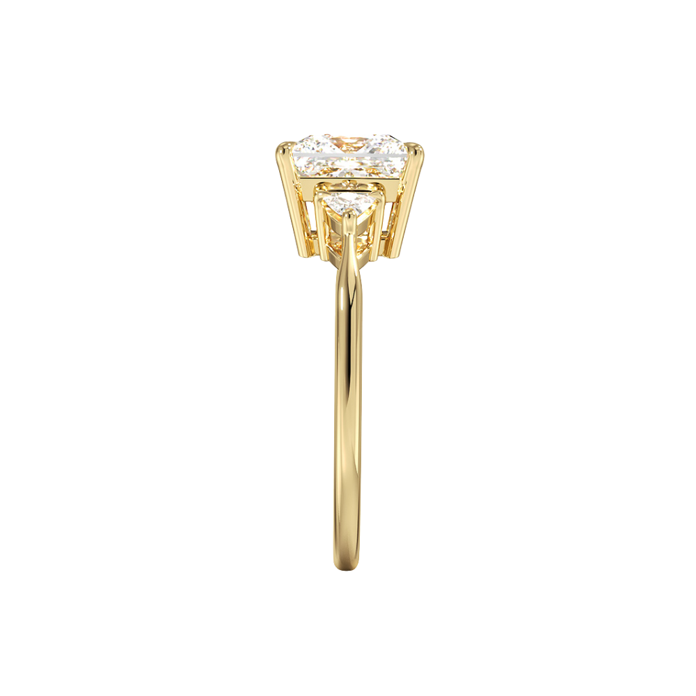 Trilogy (Trilliant Side Stones) Lab Diamond Engagement Ring in 18K Gold - Princess
