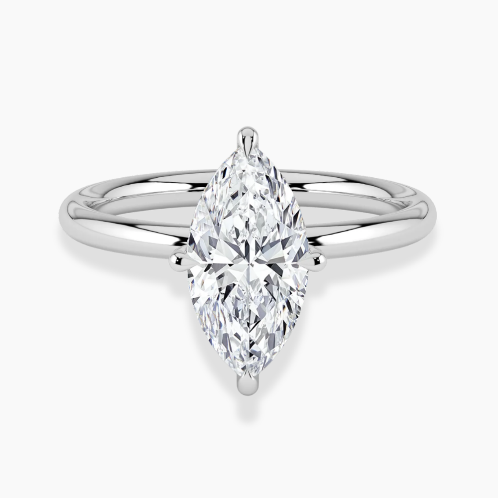 Solitaire Hidden Halo Lab Diamond Engagement Ring in 18K Gold - Marquise
