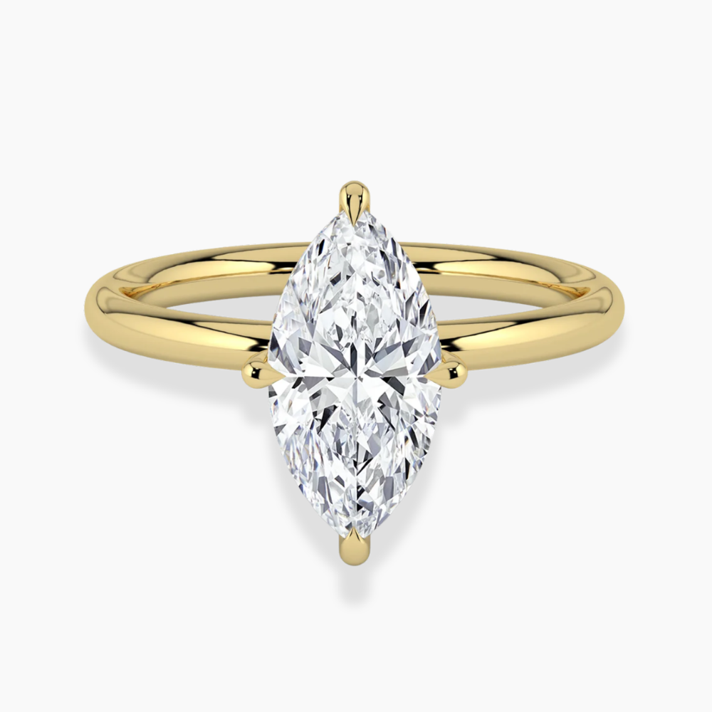 Solitaire Hidden Halo Lab Diamond Engagement Ring in 18K Gold - Marquise