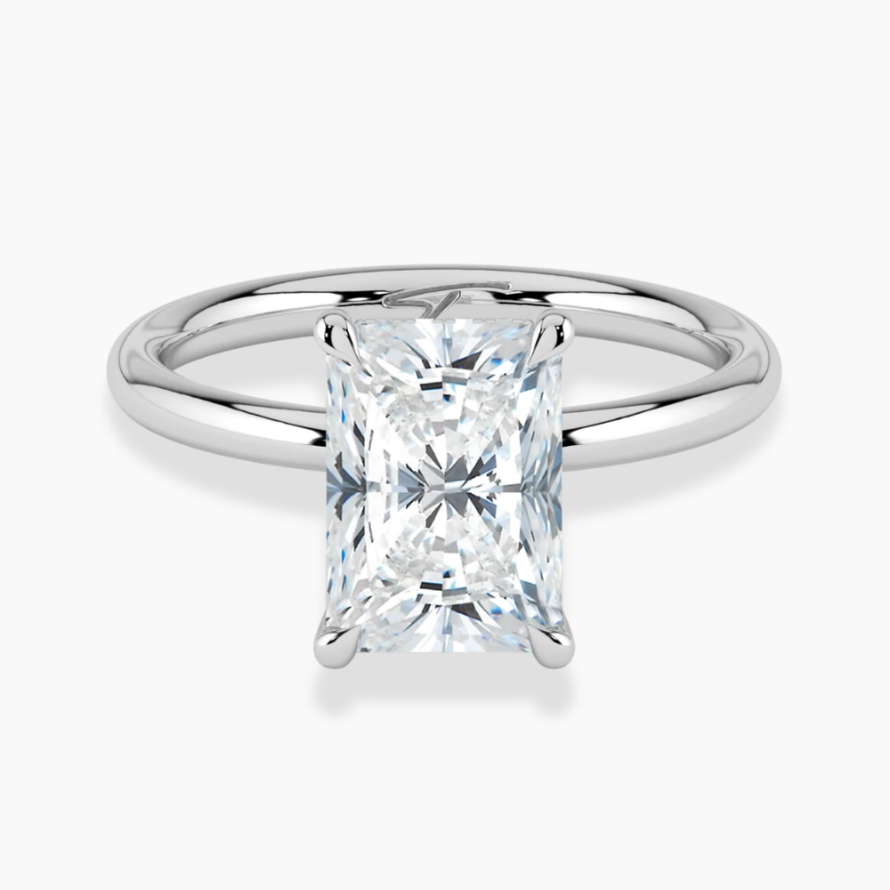 Solitaire Hidden Halo Lab Diamond Engagement Ring in 18K Gold - Radiant