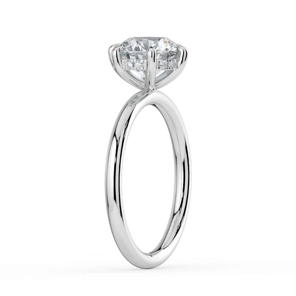 Solitaire Hidden Halo Lab Diamond Engagement Ring in 18K Gold - Round