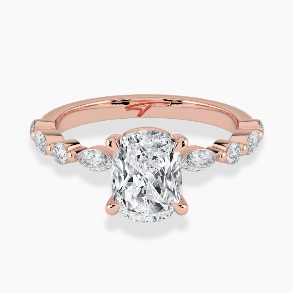 Tamila Accents Lab Diamond Engagement Ring in 18K Gold - Cushion