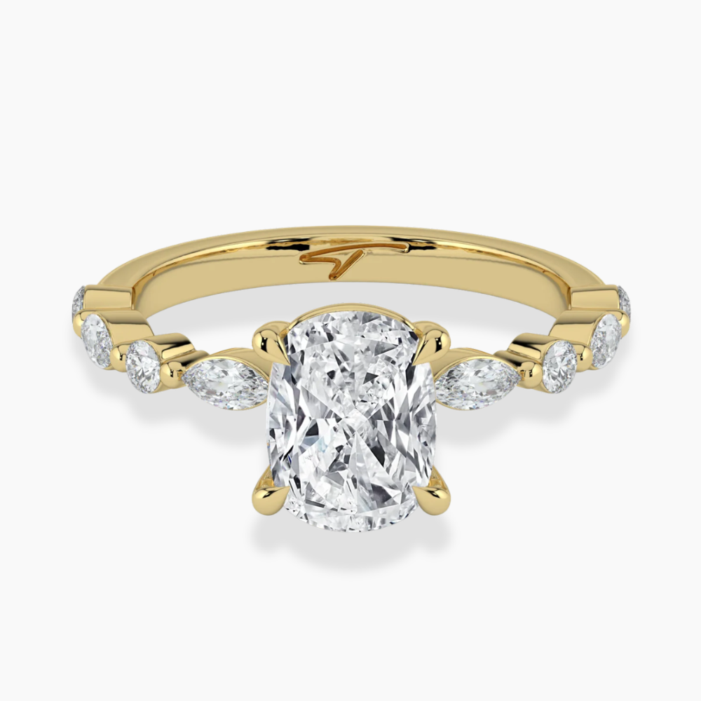 Tamila Accents Lab Diamond Engagement Ring in 18K Gold - Cushion