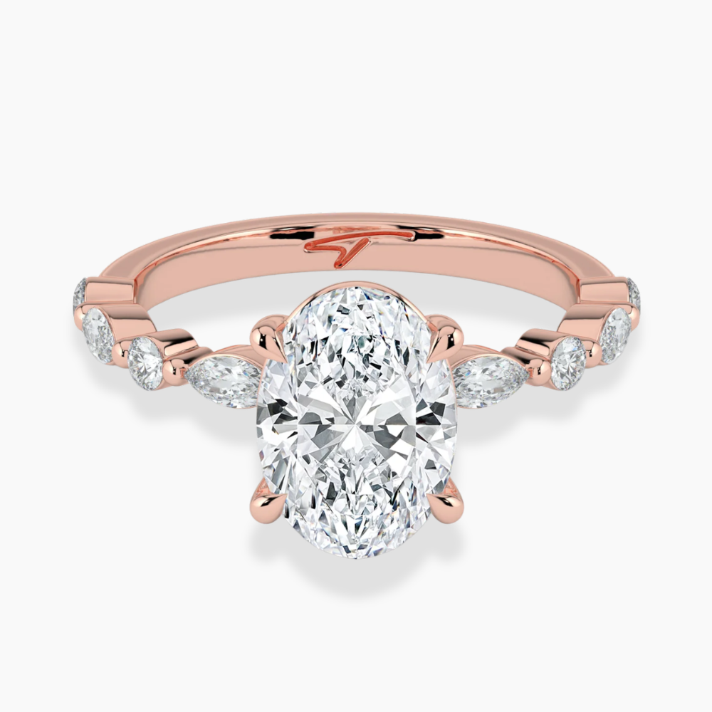 Tamila Accents Lab Diamond Engagement Ring in 18K Gold - Oval