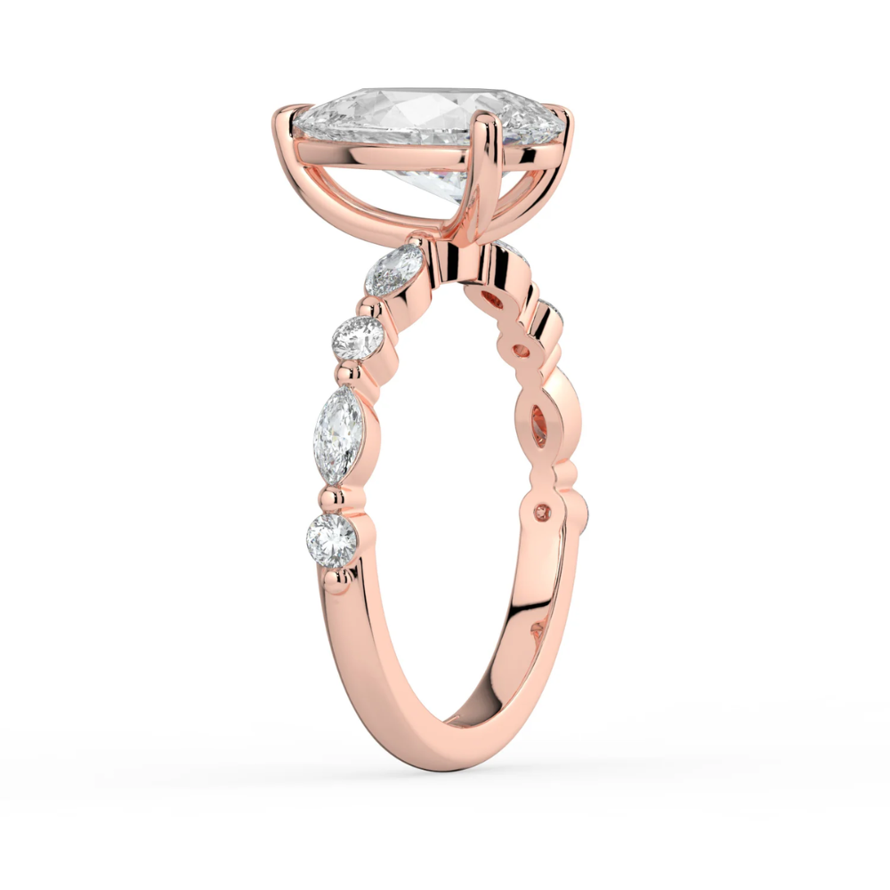 Tamila Accents Lab Diamond Engagement Ring in 18K Gold - Pear