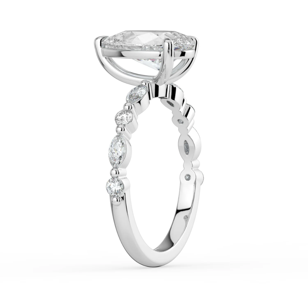 Tamila Accents Lab Diamond Engagement Ring in 18K Gold - Pear