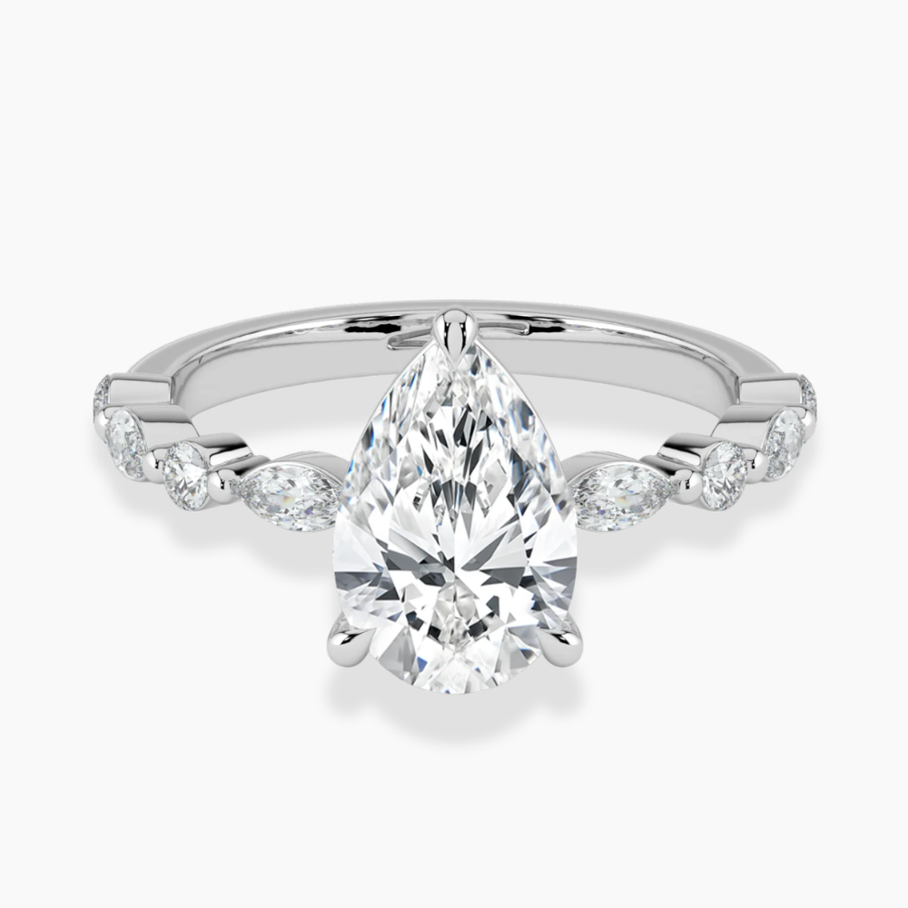Tamila Accents Lab Diamond Engagement Ring in 18K Gold - Pear
