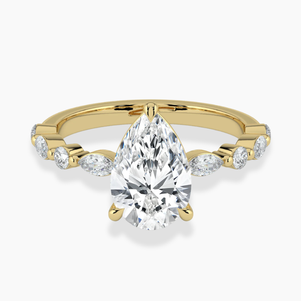 Tamila Accents Lab Diamond Engagement Ring in 18K Gold - Pear