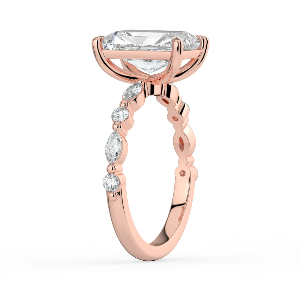 Tamila Accents Lab Diamond Engagement Ring in 18K Gold - Radiant