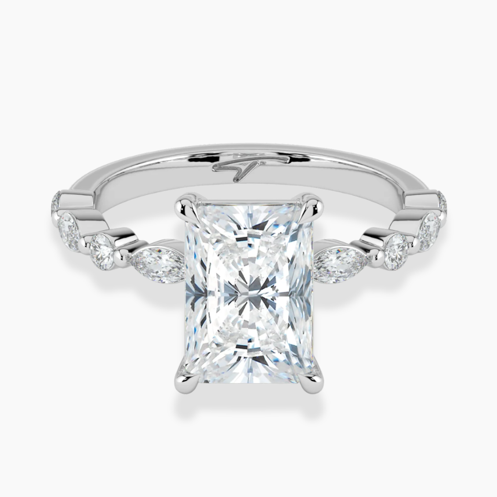 Tamila Accents Lab Diamond Engagement Ring in 18K Gold - Radiant