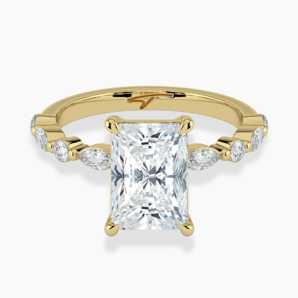 Tamila Accents Lab Diamond Engagement Ring in 18K Gold - Radiant
