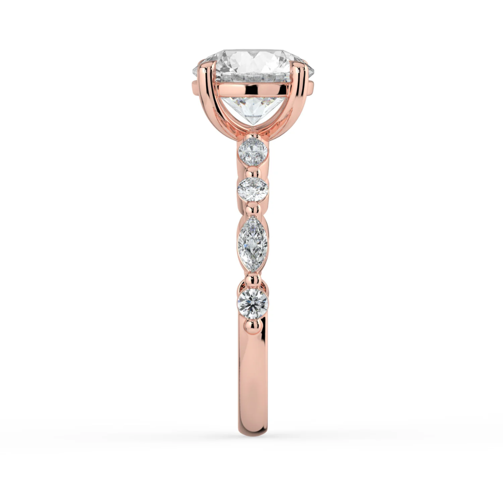 Tamila Accents Lab Diamond Engagement Ring in 18K Gold - Round