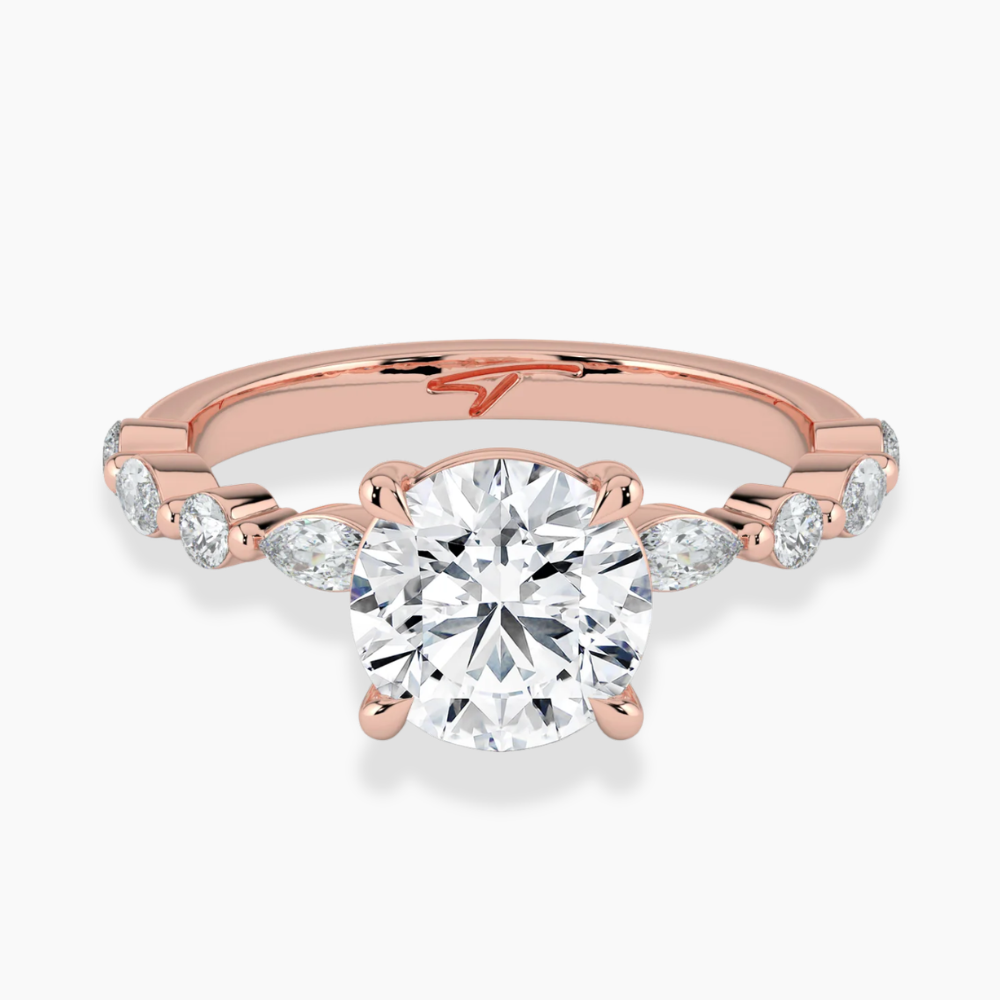 Tamila Accents Lab Diamond Engagement Ring in 18K Gold - Round