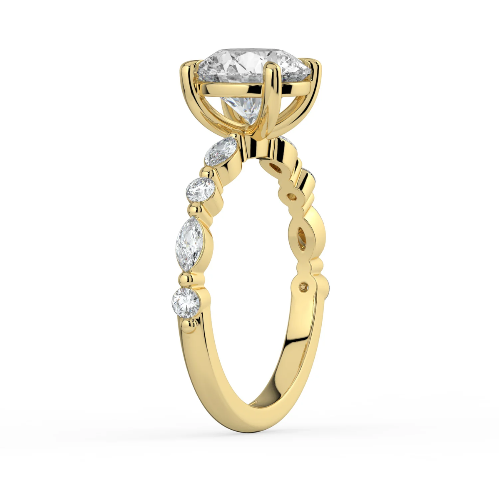 Tamila Accents Lab Diamond Engagement Ring in 18K Gold - Round