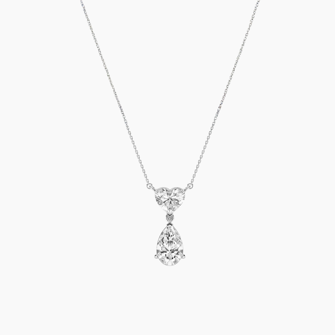 Toi et Moi Pear & Heart Pendant Lab Diamond Necklace 18K Gold