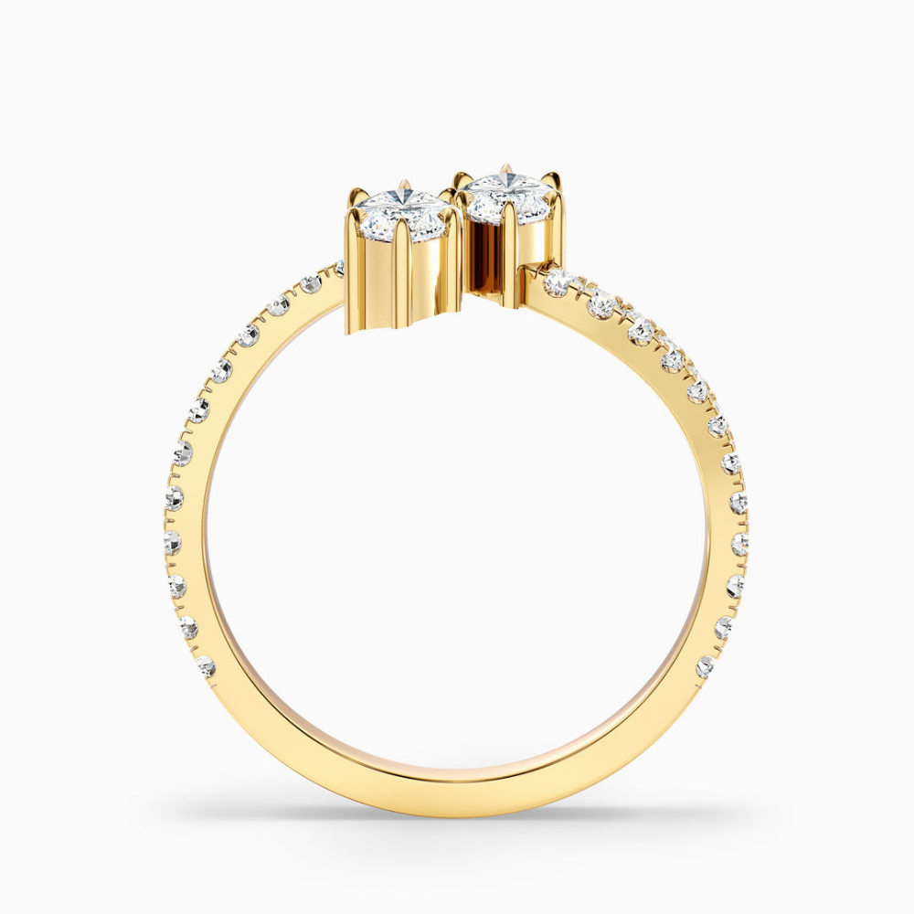 Toi et Moi Curved Pave Lab Diamond Engagement Ring in 18K Gold - Marquise