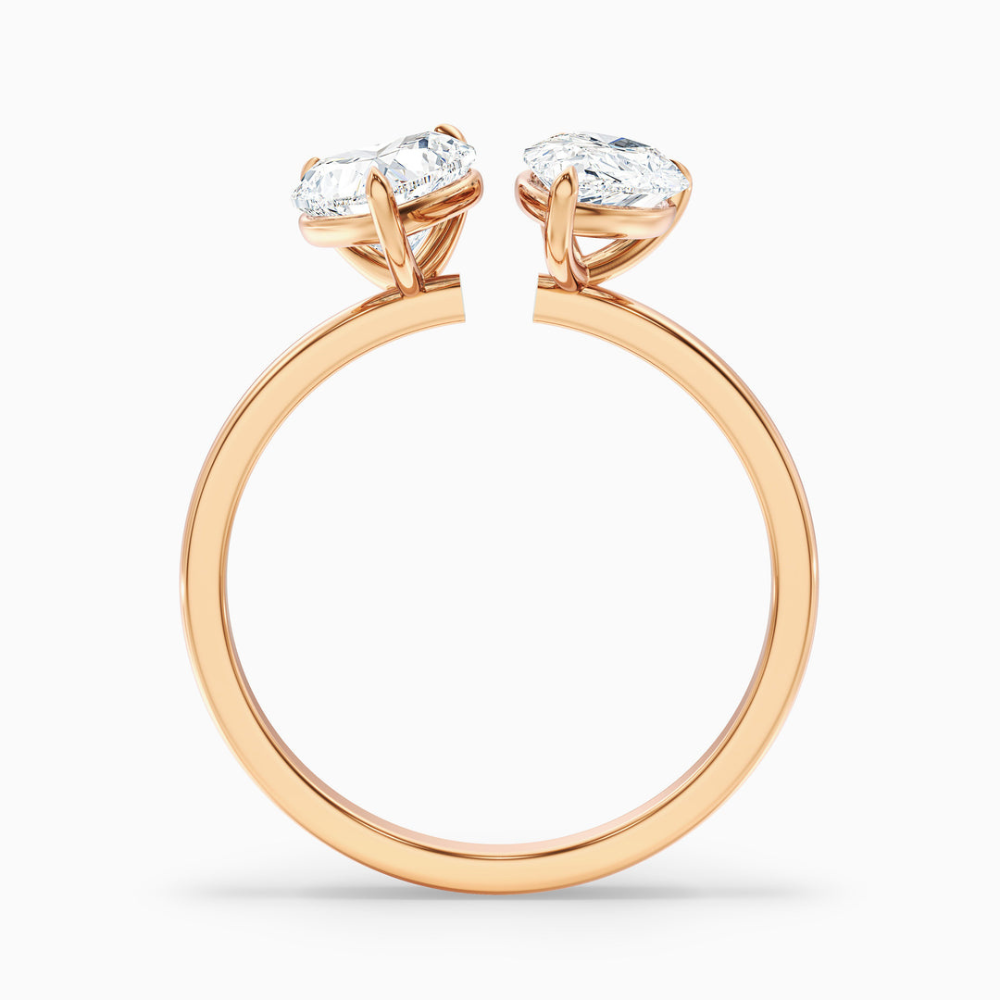 Toi et Moi Open Band Lab Diamond Engagement Ring in 18K Gold - Pear and Heart