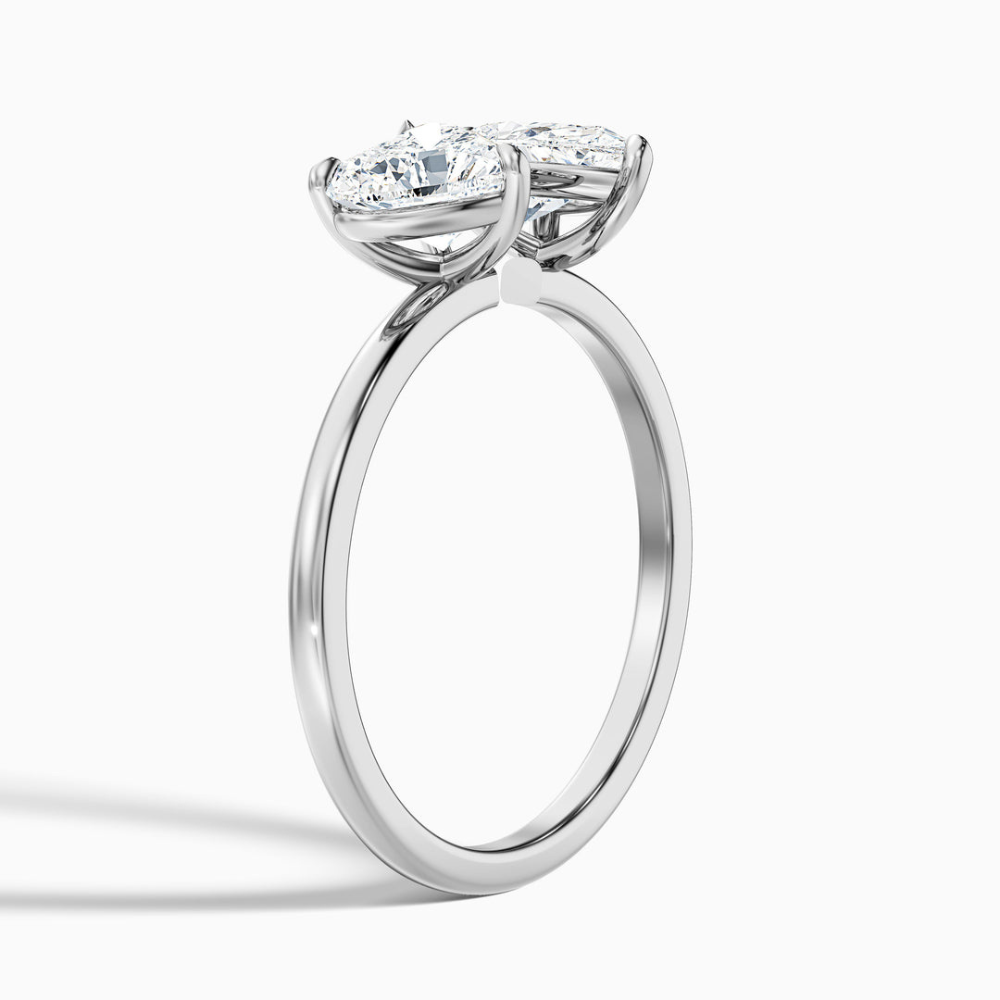 Toi et Moi Open Band Lab Diamond Engagement Ring in 18K Gold - Pear and Heart