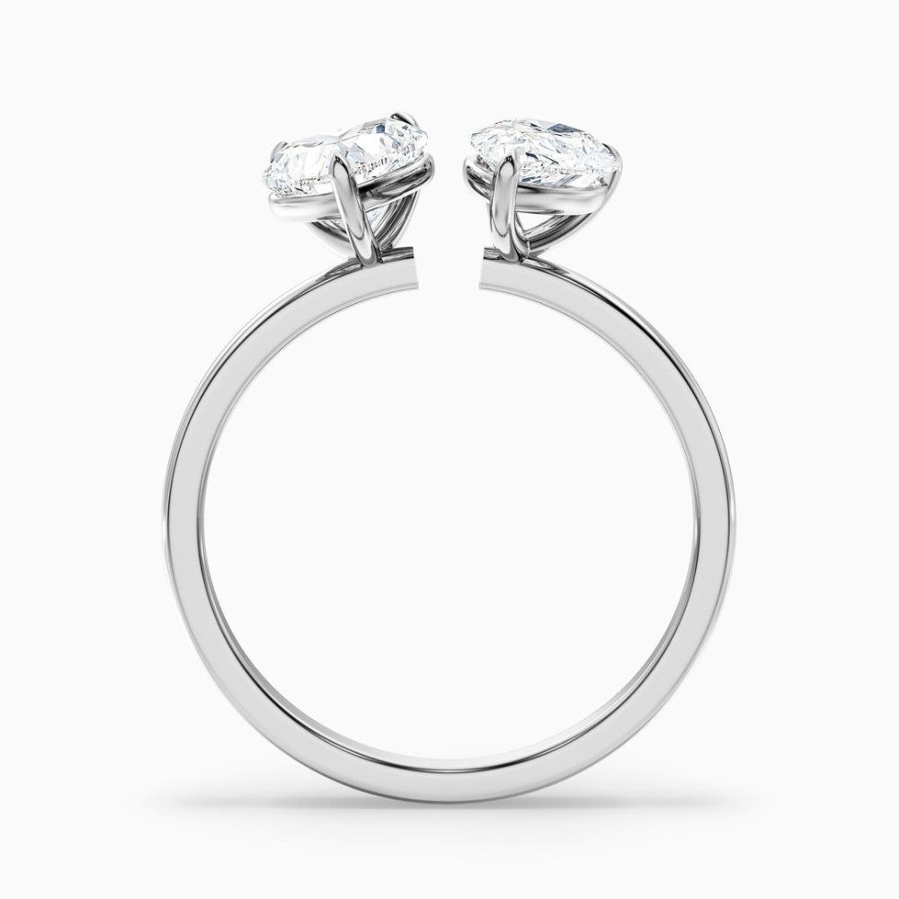Toi et Moi Open Band Lab Diamond Engagement Ring in 18K Gold - Pear and Heart