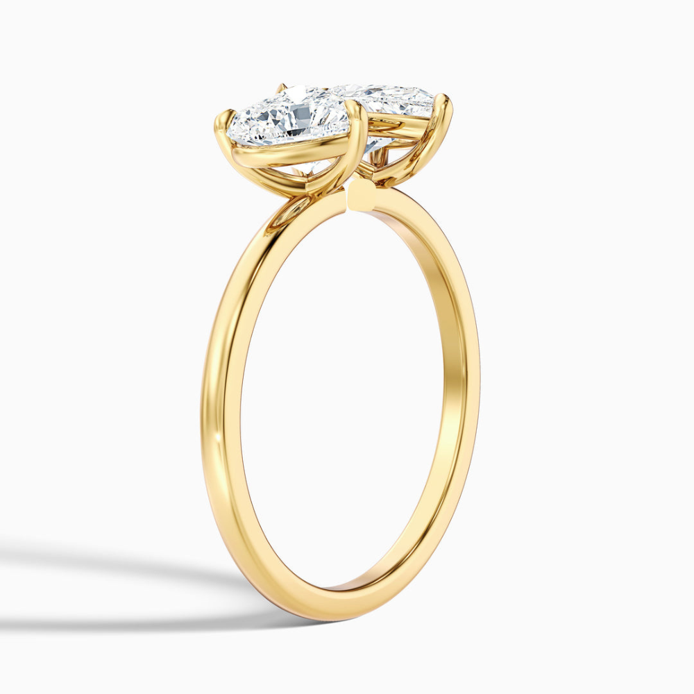 Toi et Moi Open Band Lab Diamond Engagement Ring in 18K Gold - Pear and Heart