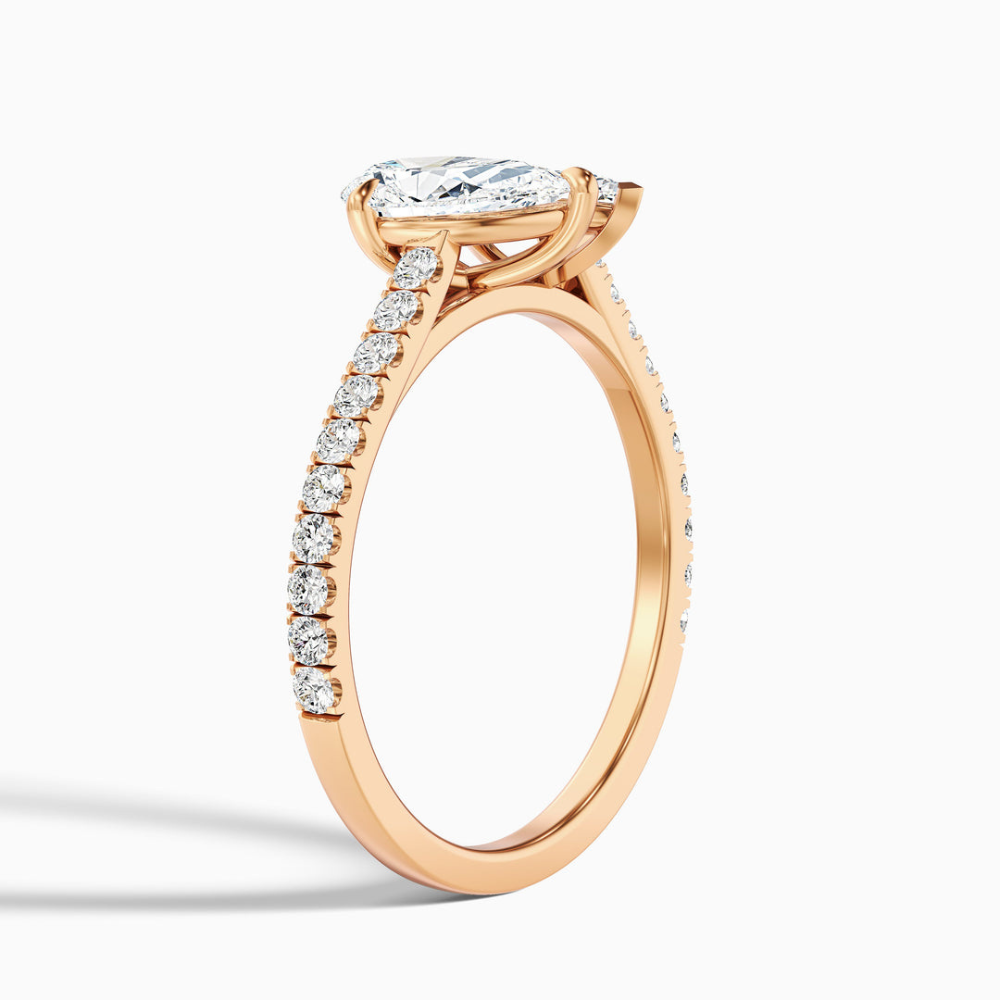 Toi et Moi Pave Lab Diamond Engagement Ring in 18K Gold - Pear and Marquise