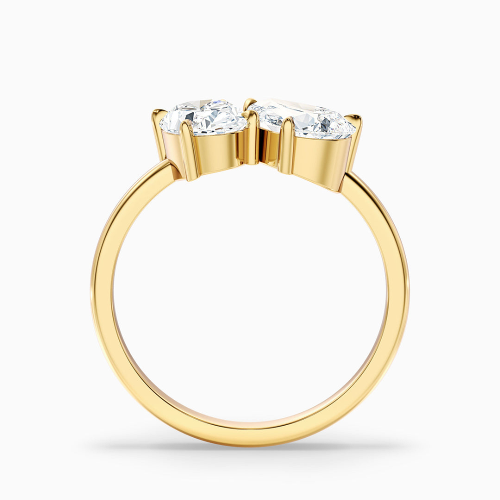 Toi et Moi Lab Diamond Engagement Ring in 18K Gold - Pear and Oval