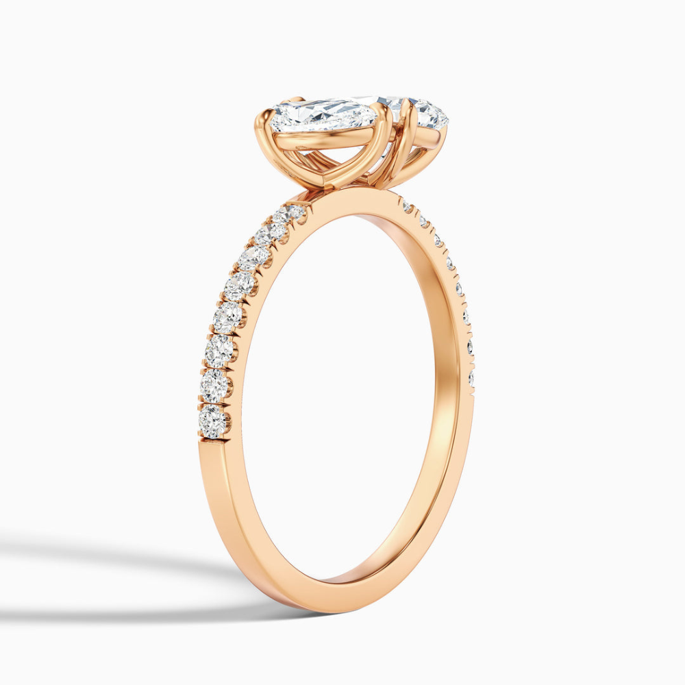 Toi et Moi Pave Lab Diamond Engagement Ring in 18K Gold - Pear