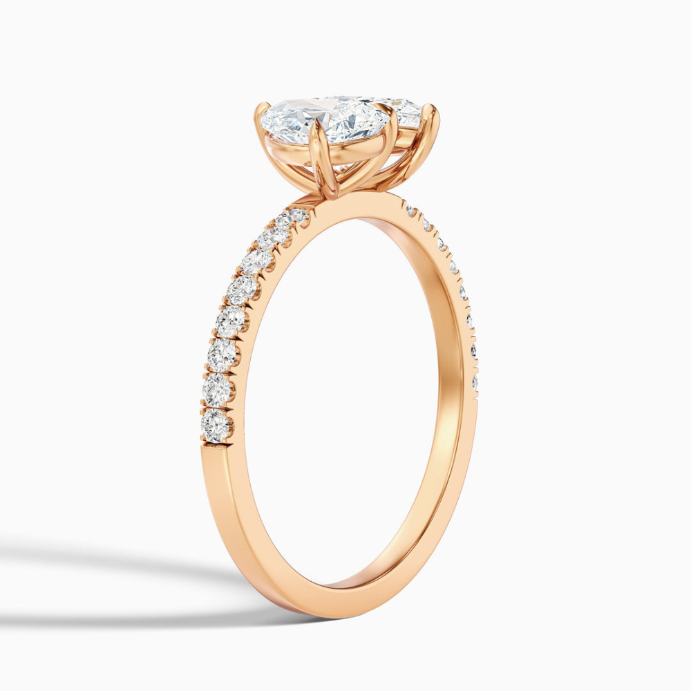 Toi et Moi Pave Lab Diamond Engagement Ring in 18K Gold - Pear