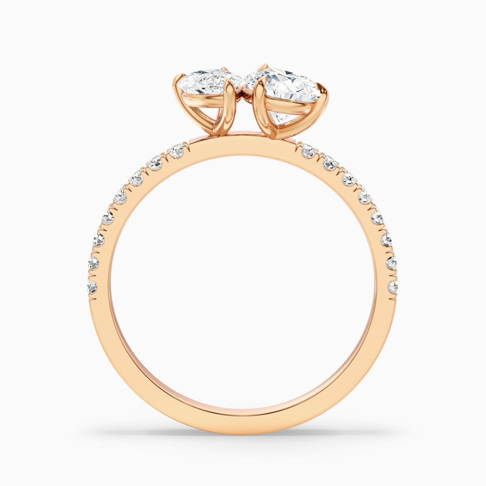 Toi et Moi Pave Lab Diamond Engagement Ring in 18K Gold - Pear