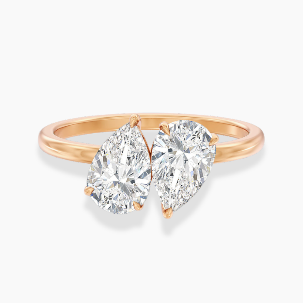 Toi et Moi Lab Diamond Engagement Ring in 18K Gold - Pear