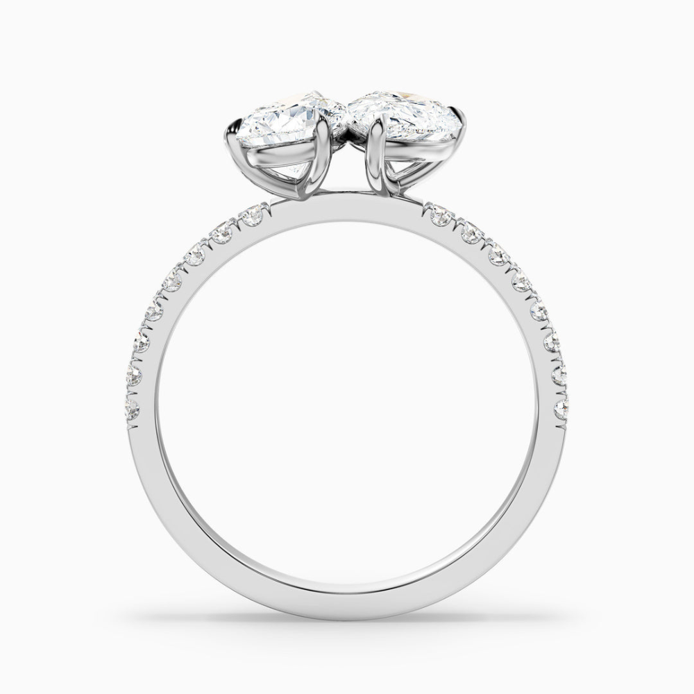 Toi et Moi Pave Lab Diamond Engagement Ring in 18K Gold - Pear
